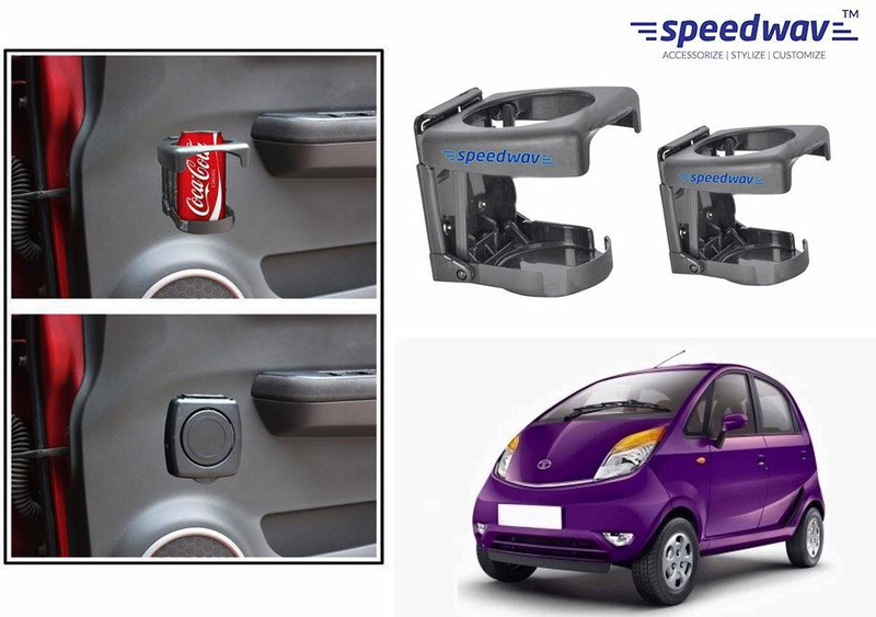 Speedwav Foldable Car Drink or Can Set Of 2 GREY-Tata Nano Car Bottle Holder(Plastic)