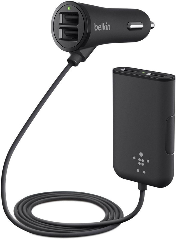 Belkin 2.4 amp Turbo Car Charger(Black, With USB Cable)