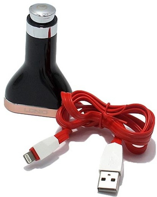 HiTechCart 2.4 amp Turbo Car Charger(Black, With USB Cable)