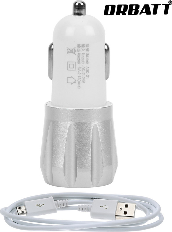 Orbatt 2.1 amp Turbo Car Charger(Silver) RS.499 (72.00% Off) - Flipkart