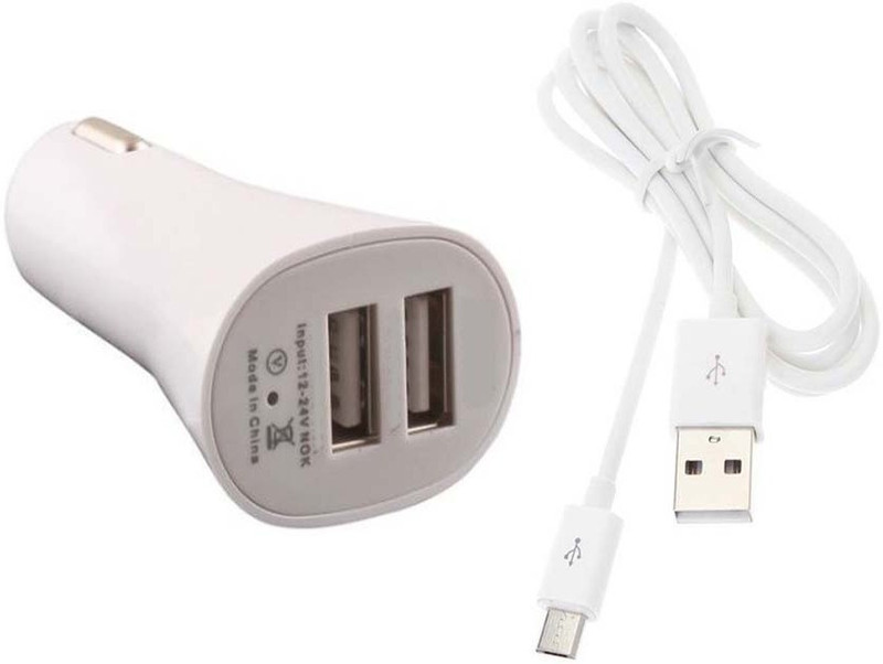 Dhhan 2.4 amp Turbo Car Charger(White, With USB Cable)
