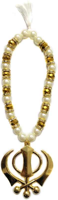 Premang Golden Khanda in Crystal Beads- Golden Car Hanging Ornament(Pack of 1)