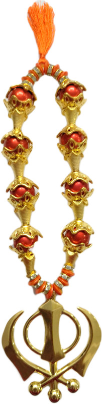 Premang Golden Khanda in Rust Pearls Car Hanging Ornament(Pack of 1)
