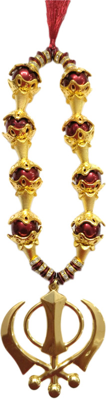 Premang Golden Khanda in Maroon Pearls Car Hanging Ornament(Pack of 1)
