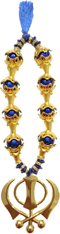 Premang Golden Khanda in Blue Pearls Car Hanging Ornament(Pack of 1)