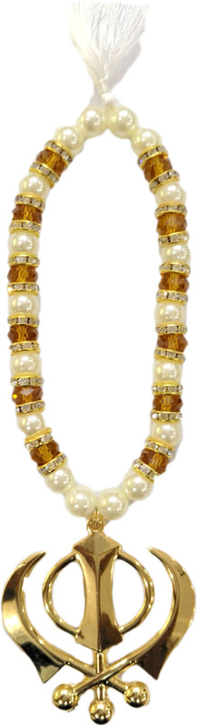 Premang Golden Khanda in Crystal beads Car Hanging Ornament(Pack of 1)