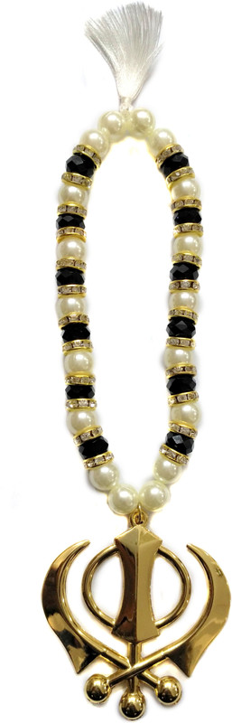 Premang Golden khanda in Crystal Beads- Black Car Hanging Ornament(Pack of 1)