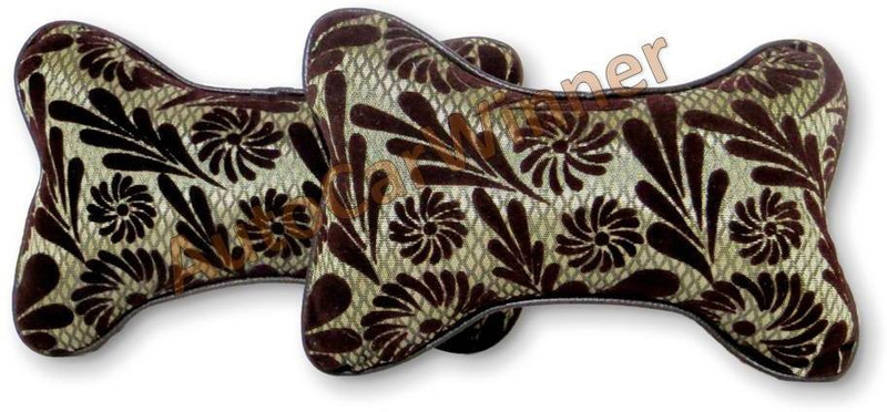 Auto Car Winner Gold, Brown Fabric Car Pillow Cushion for Universal For Car(Rectangular, Pack of 2)