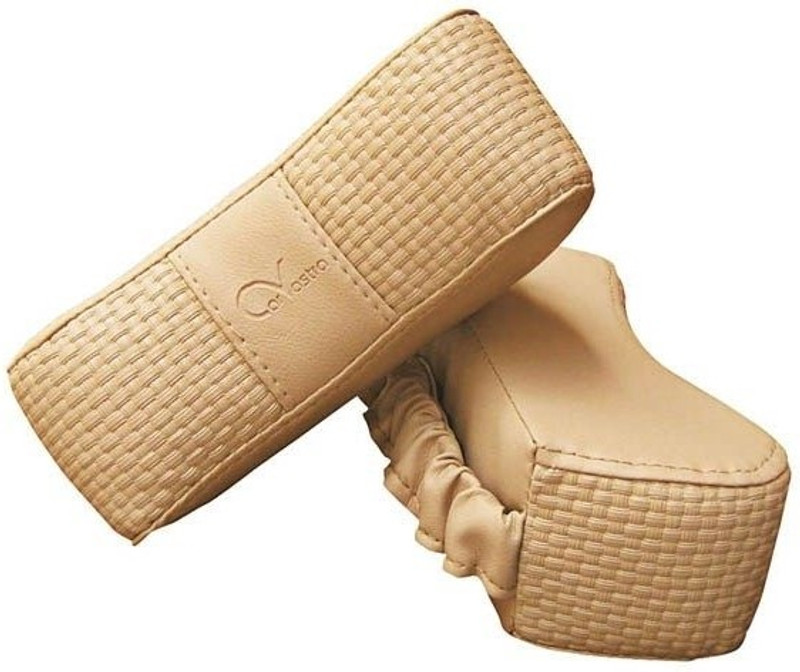 Fun N Shop Beige Polyester Car Pillow Cushion for Universal For Car(Oval, Pack of 2)