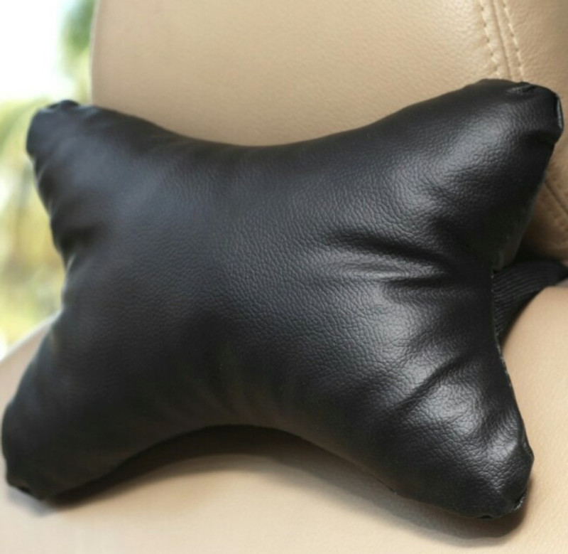 ElectriBles Black Leatherite Car Pillow Cushion for BMW(Rectangular, Pack of 2)