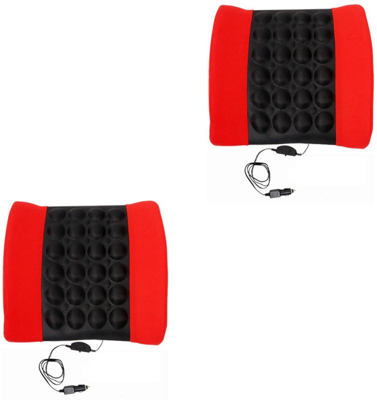 Speedwav Red, Black Cotton Car Pillow Cushion for Universal For Car(Rectangular)