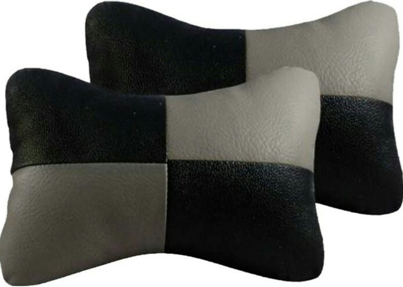ElectriBles Black, Grey Leatherite Car Pillow Cushion for Ford(Rectangular, Pack of 2)