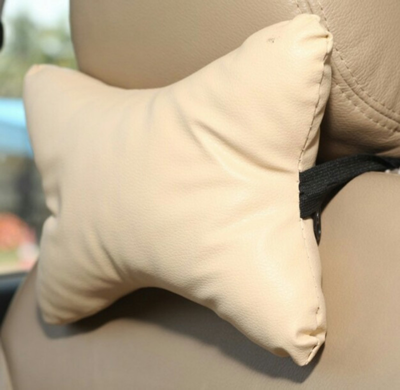 ElectriBles Beige Leatherite Car Pillow Cushion for Renault(Rectangular, Pack of 2)