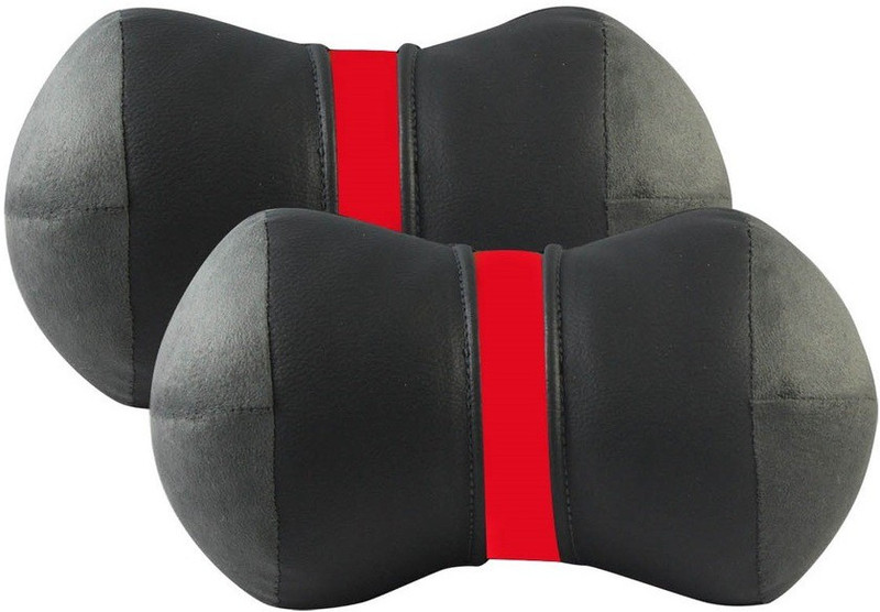 Motor Duniya Black Cotton Car Pillow Cushion for Universal For Car(Round)