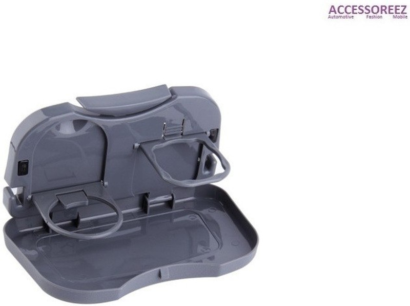 ACCESSOREEZ Foldable Travel Dining or Rack or Bottle -Grey Cup Holder Car Tray Table