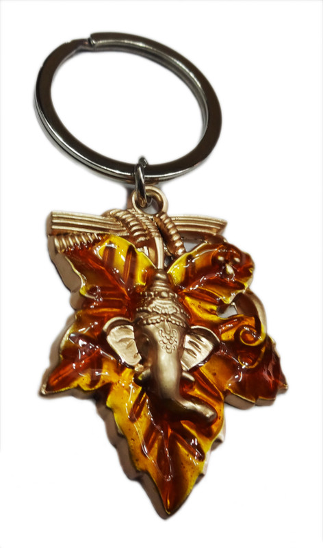 Aditya Traders ganesh face on leaf with full metal ring Key Chain(Yellow) RS.199 (50.00% Off) - Flipkart