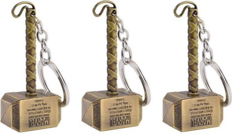 confident Set Of 3 Golden Hammer Key Chain(Gold)