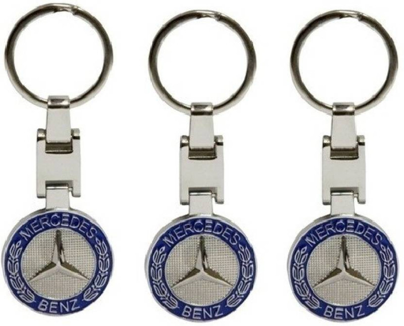 confident set of 3 mercedes logo metal Key Chain(Multicolor)