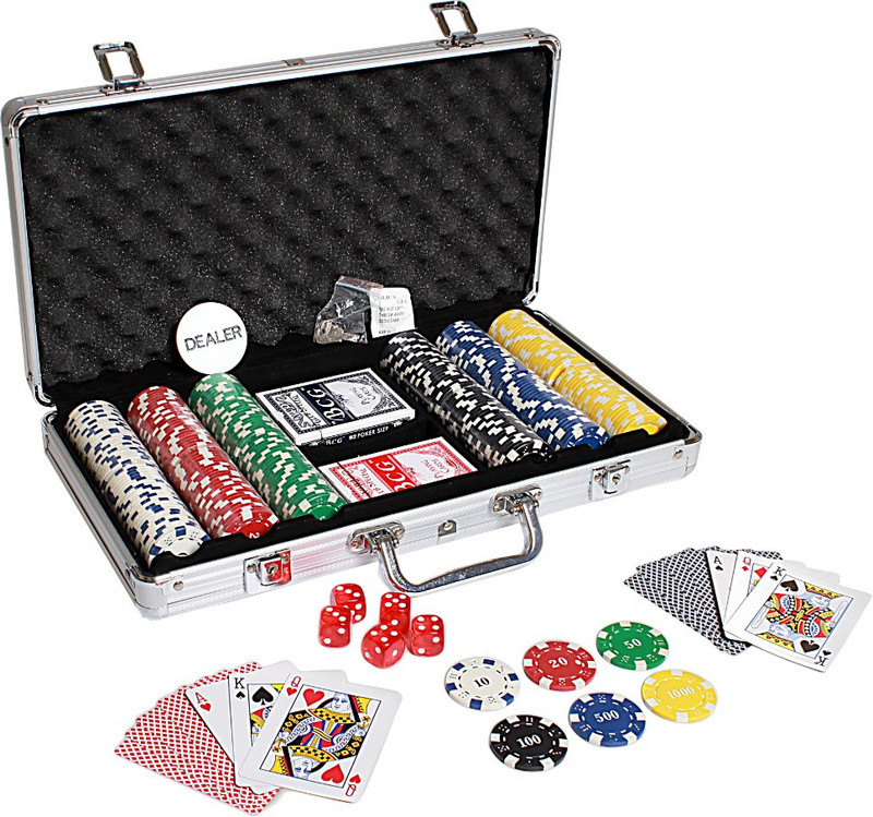 Casinoite 300 Pieces Diced Poker Chip Set with Denomination Toy(Multicolor)
