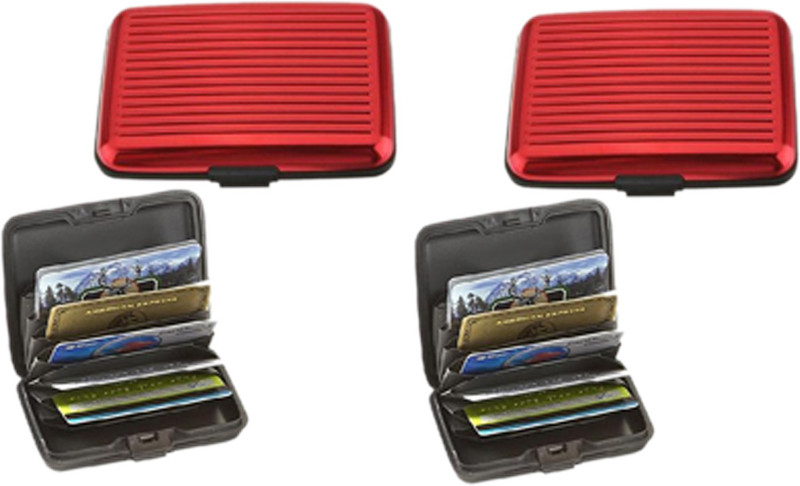 Alexus 6 Card Holder(Set of 2, Red, Red)