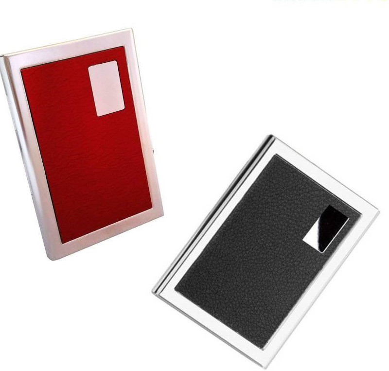 ZBLACK High Quality Stylish Steel Black Leather ATM and Steel Red Leather ATM 6 Card Holder (Set of 2, Black, Red) 6 Card Holder(Set of 2, Red, Black)