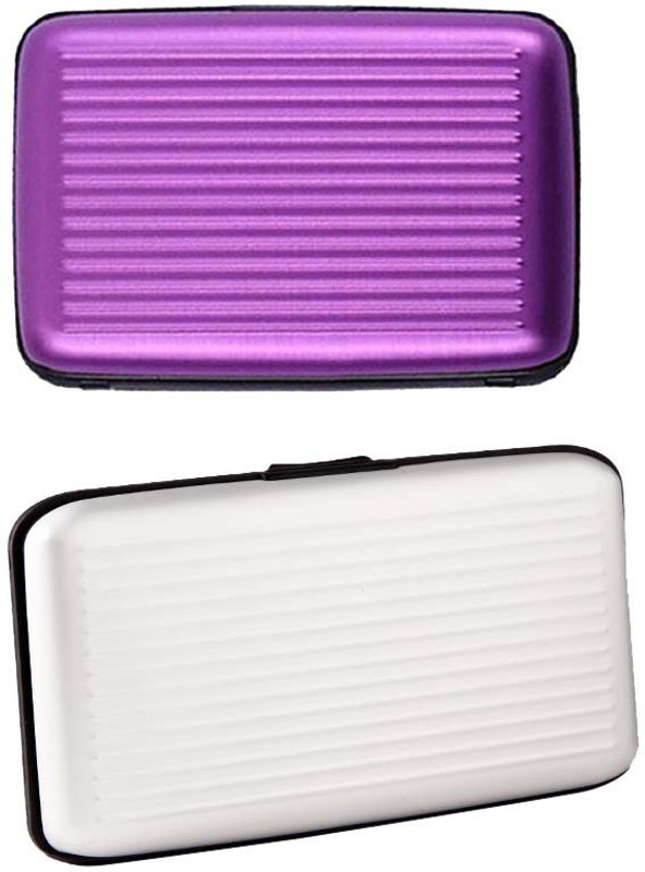 Shine Fashion Men's 6 Card Holder(Set of 2, Purple, White)