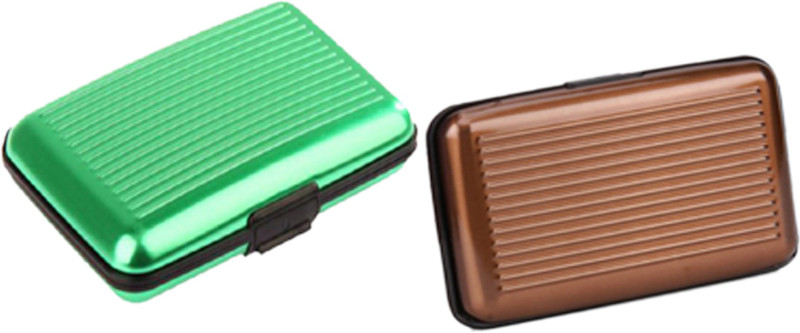 Alexus 6 Card Holder(Set of 2, Green, Brown)