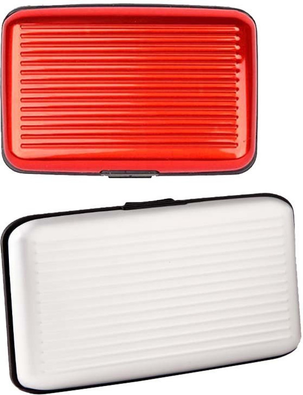 Shine Fashion Men's 6 Card Holder(Set of 2, Red, White)