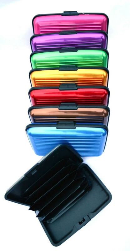 HTS 6 Card Holder(Set of 8, Blue, Grey, Red, Purple, Pink, Gold, Brown, Green)