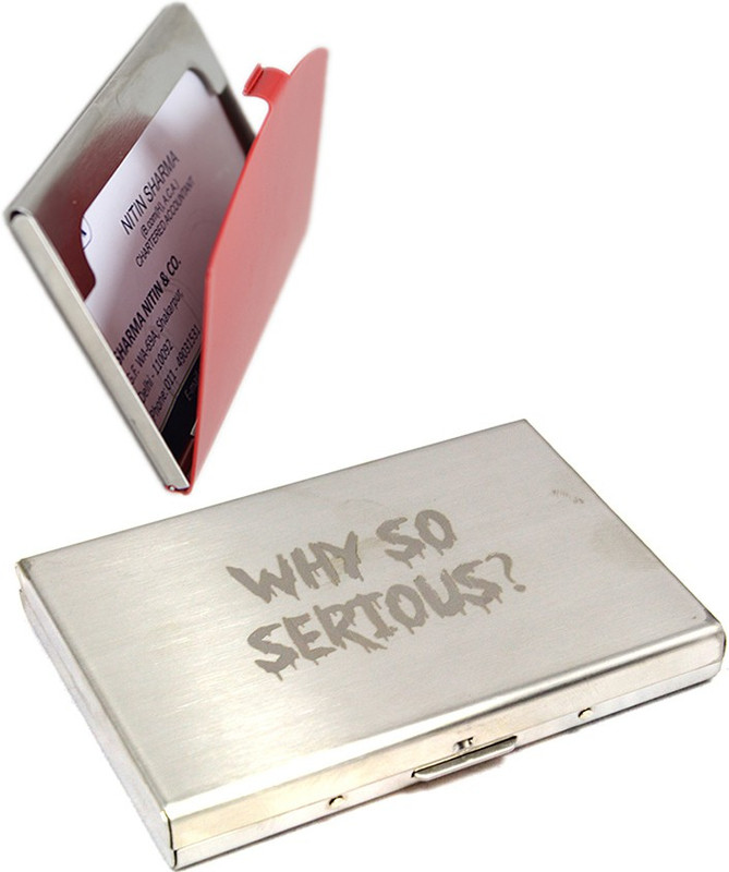 Stealodeal |Pack of 2|Silver Y So Serious Metal Debit Bracket With Red Steel Silver 6 Card Holder(Set of 2, Silver, Red)