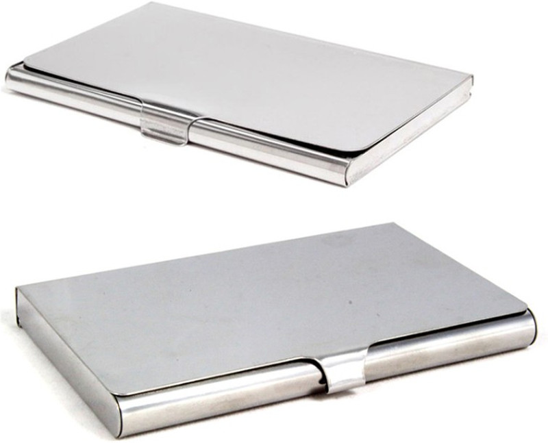 Stealodeal Heavy Stainless Steel With Silver Stainless Steel 20 Card Holder(Set of 2, Silver)