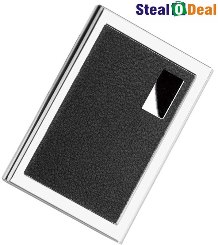 Stealodeal Aluminium one side leather design 6 Card Holder(Set of 1, Multicolor)
