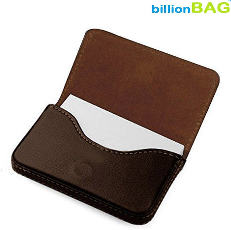 Billionbag Soft Brown Leather Business Visiting 15 Card Holder(Set of 1, Brown)