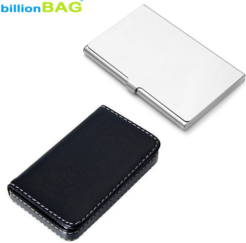 billionBAG New Soft Black Leather Premium & Stainless Steel Waterproof Visiting 6 Card Holder(Set of 2, Multicolor)