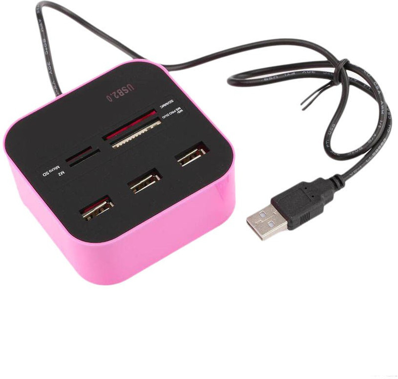 Ophion 3 Port USB HUB Combo Card Reader(Pink)