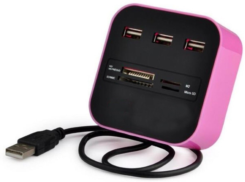 ShopyBucket High Speed and 3 Port USB 2.0 Hub_Q1 Card Reader(Black, Pink)