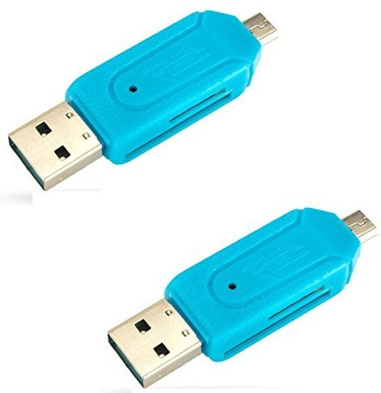 BB4 USB 2.0 + Micro USB OTG SD T-Flash Adapter for Cell Phone PC Card Reader(Blue)
