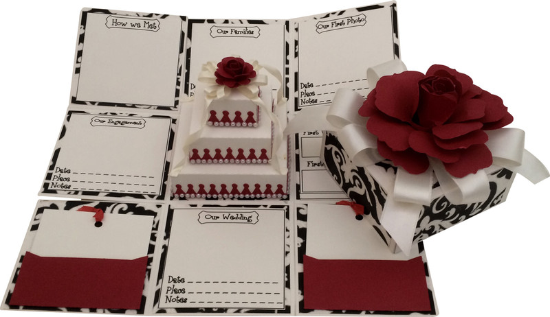 Crack of Dawn Crafts Wedding Handmade Explosion Gift Box-Blk,White & Red Greeting Card(RedIIBlack, Pack of 1)