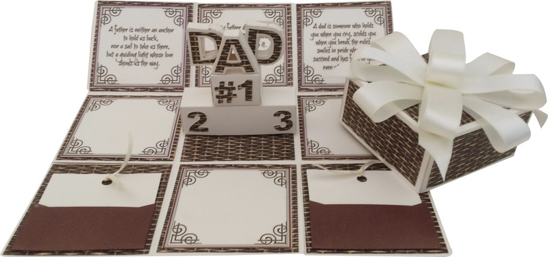 Crack of Dawn Crafts Fathers Day Handmade Explosion Gift Box Greeting Card(WhiteIIBrown, Pack of 1)