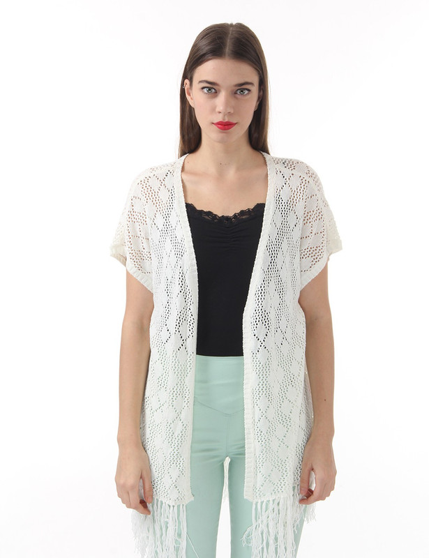 Vero Moda Women No Closure Self Design Cardigan