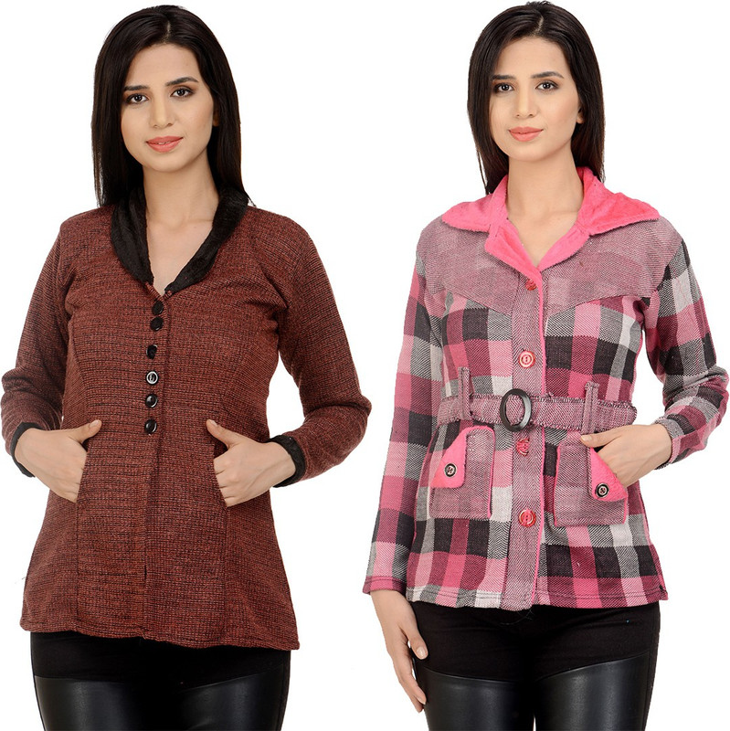 Sanvi Traders Women Button Cardigan
