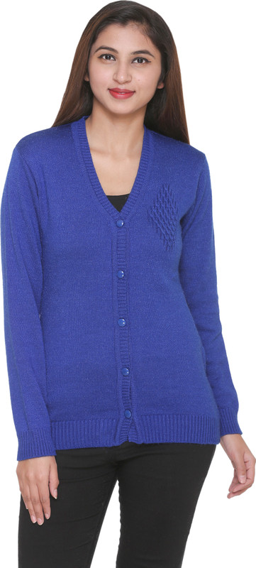 CEEFOR Women Button Self Design Cardigan
