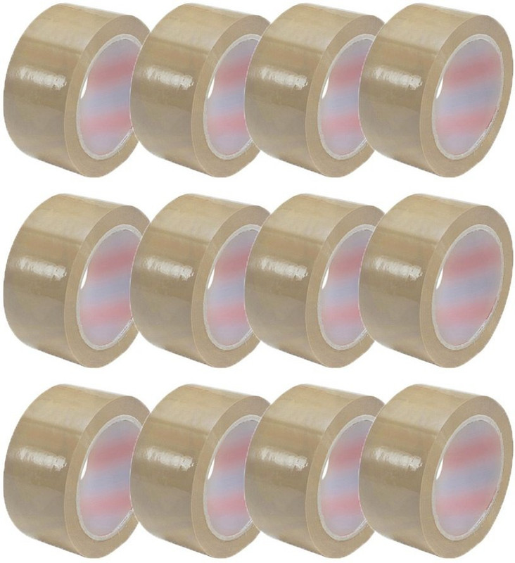 power wonder 40 microns SINGLE SIDED SELF ADHESIVE TAPES (65 METERS)(Set of 12, Brown)