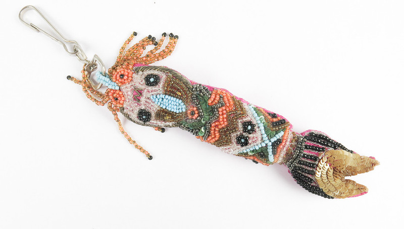 Harp African Keyfob Mix Color Metal Beaded Dangling Charm