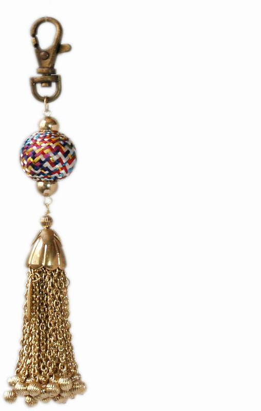 VR Designers Colorful Bead and Tassle Metal, Plastic, Fabric Beaded Dangling Charm