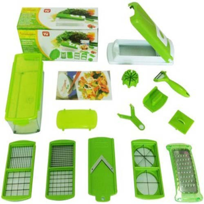 akhi Vegetable & Fruit Grater & Slicer(1 Fruit dicer, 1 veg chopper, 1 potato chips, 1 Tomato chips, 1 plain slicer thin, 1 fruit dicer, 1 greater thine, 1 veg plain slicer, 1 plain potato, 1 greater thine, 1 Ripple potato jali, 1 Greater thick, 1 Veg greater, 1 Fruit juicer, 1 holder)