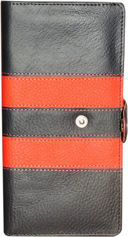 Kan Kan Black Genuine Leather Travel Wallet For Women(Black)