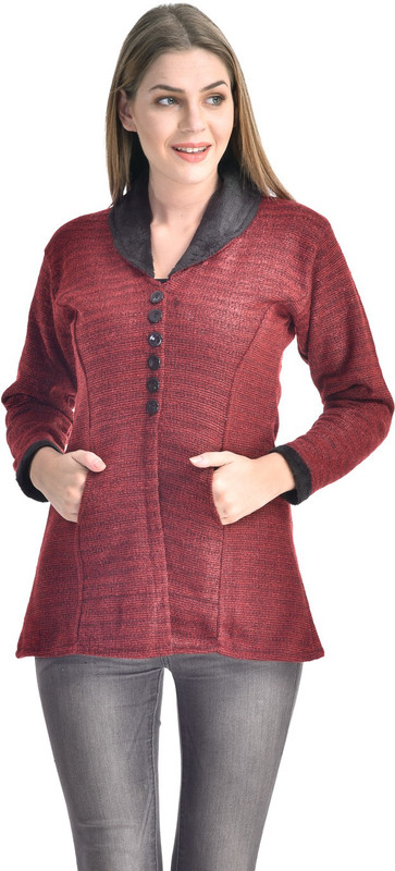 Sanvi Traders Women Button Solid Cardigan
