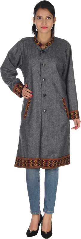 Quetzal Woolen Ladies Long Coat Self Design Coat Quetzal Woolen Ladies Long Coat Self Design Coat