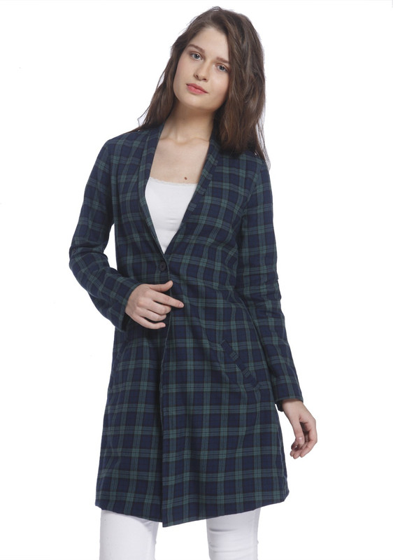 Vero Moda 50%Viscose50%Cotton Checkered Coat Vero Moda 50%Viscose50%Cotton Checkered Coat